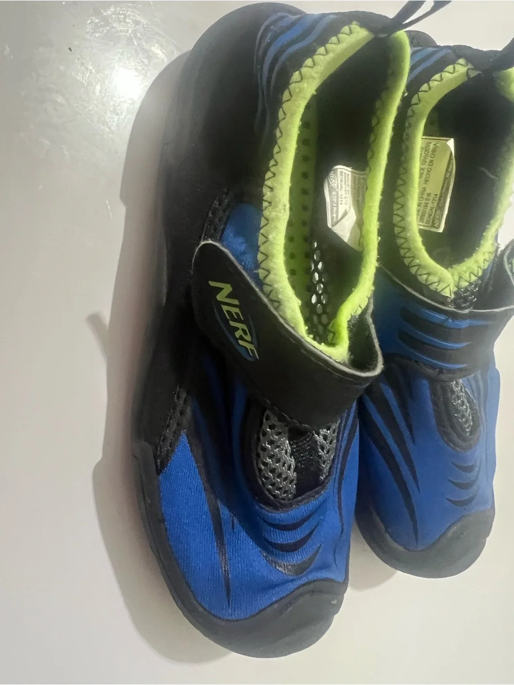 Nerf Kids Blue Water Shoes with Lime Green Interior